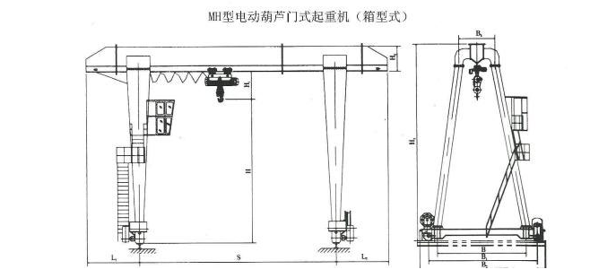 10噸MH型單梁門式起重機結(jié)構(gòu)圖