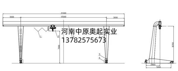 單梁偏掛龍門(mén)吊結(jié)構(gòu)圖